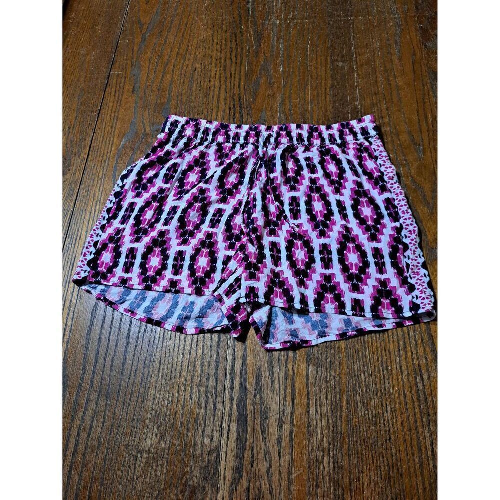 XS Crown & Ivy Blue Pink White Elastic Drawstring Waist Rayon Summer Shorts